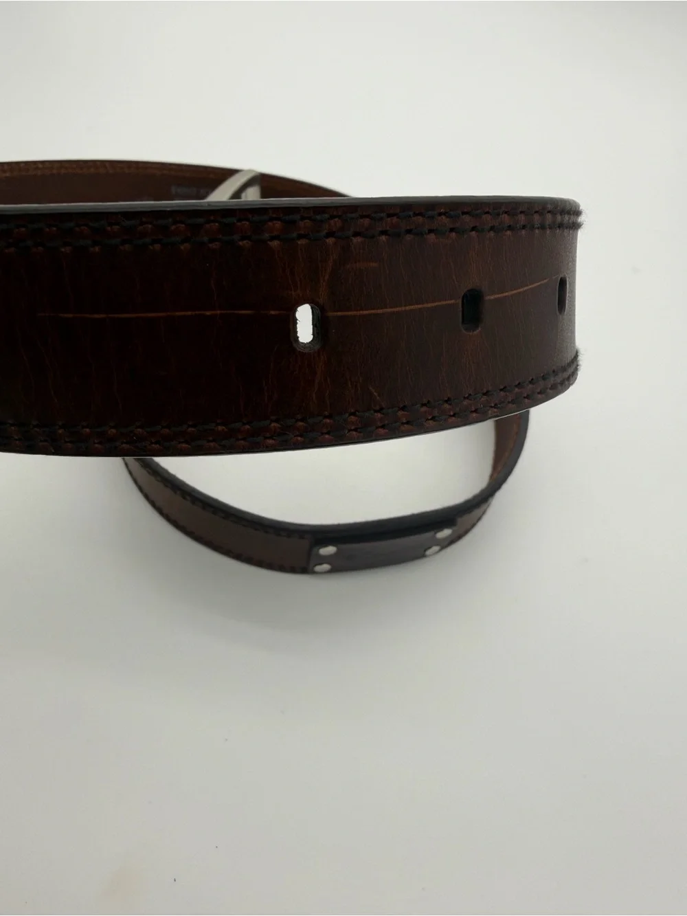 Columbia Dark Brown Leather Belt with Silver Buckle